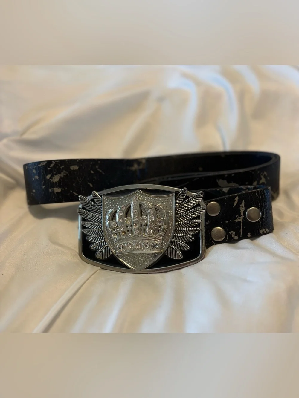 Vintage Distressed Rocker/Grunge/Festival/Biker Brown Leather Belt